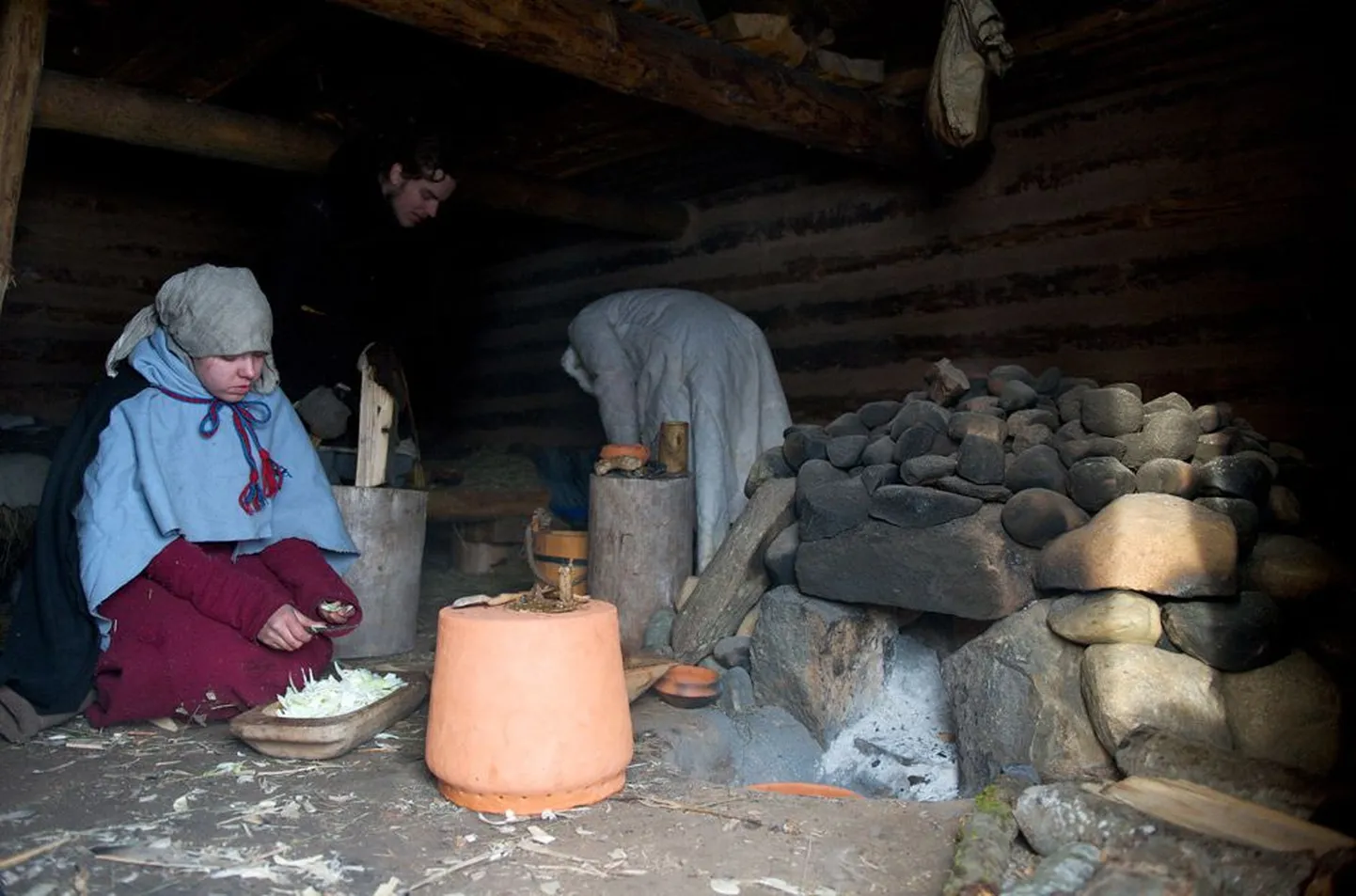 Viis Tartu Ülikooli arheoloogiatudengit elavad terve nädala Rõuges viikingiaegses majas.