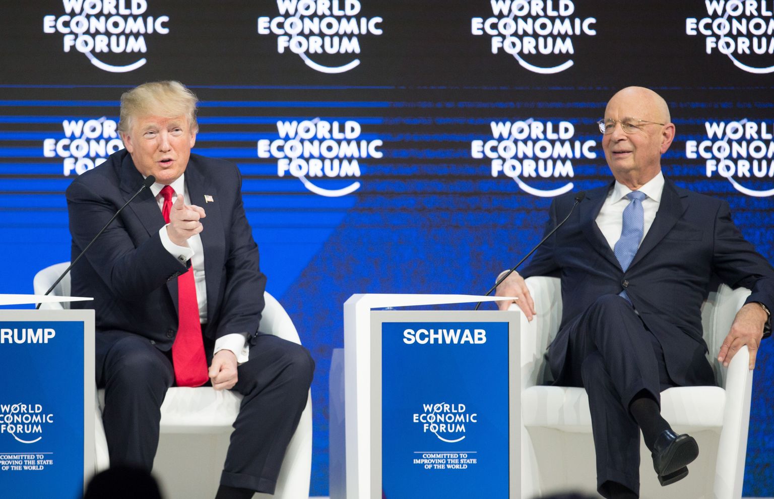 USA president Donald Trump ja Davosi majandusfoorumi juht Klaus Schwab.