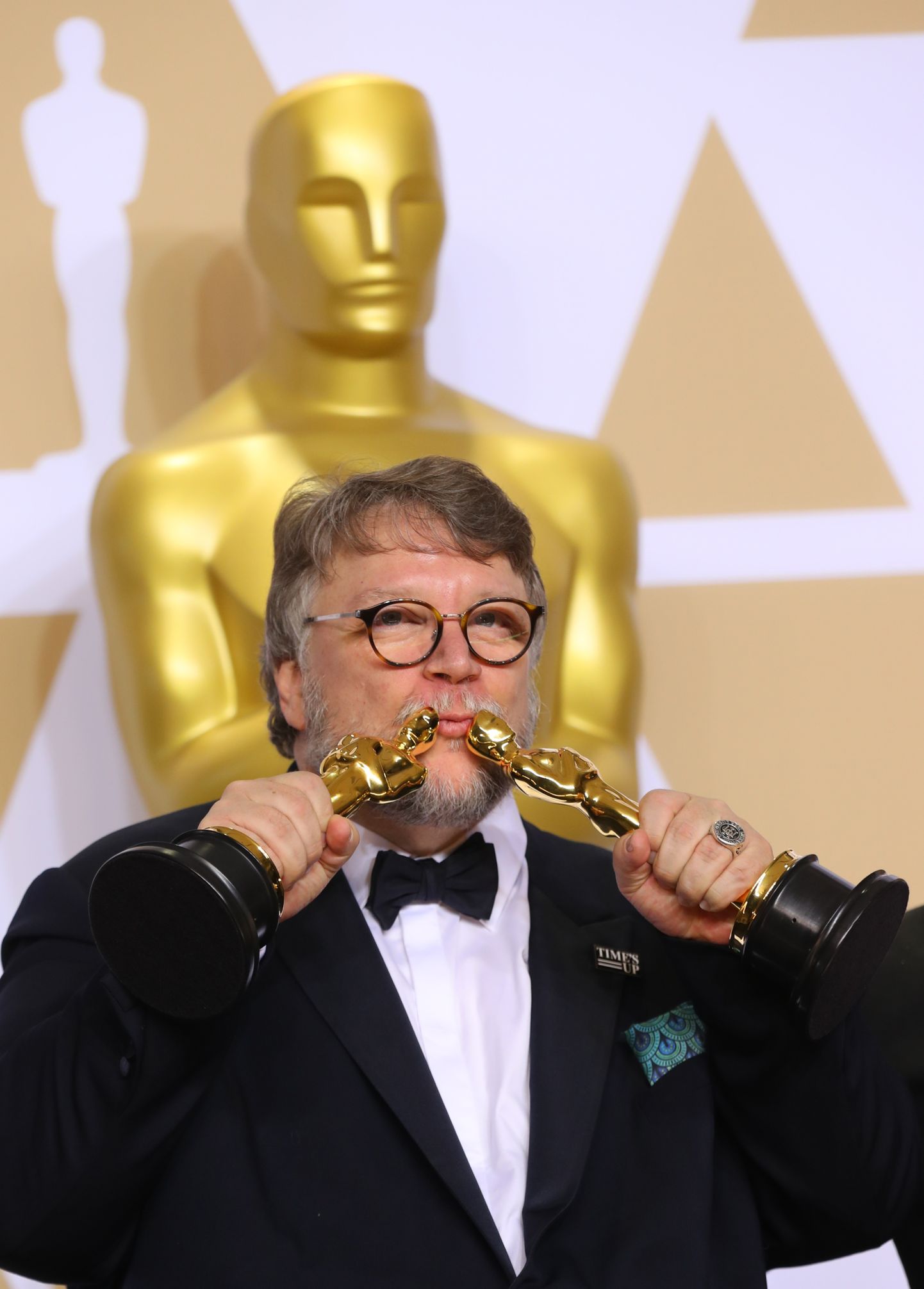 90th Academy Awards - Oscars Backstage - Hollywood, California, U.S., 04/03/2018 – Guillermo del Toro after winning Best Picture and Best Director awards for "The Shape of Water." REUTERS/Mike Blake