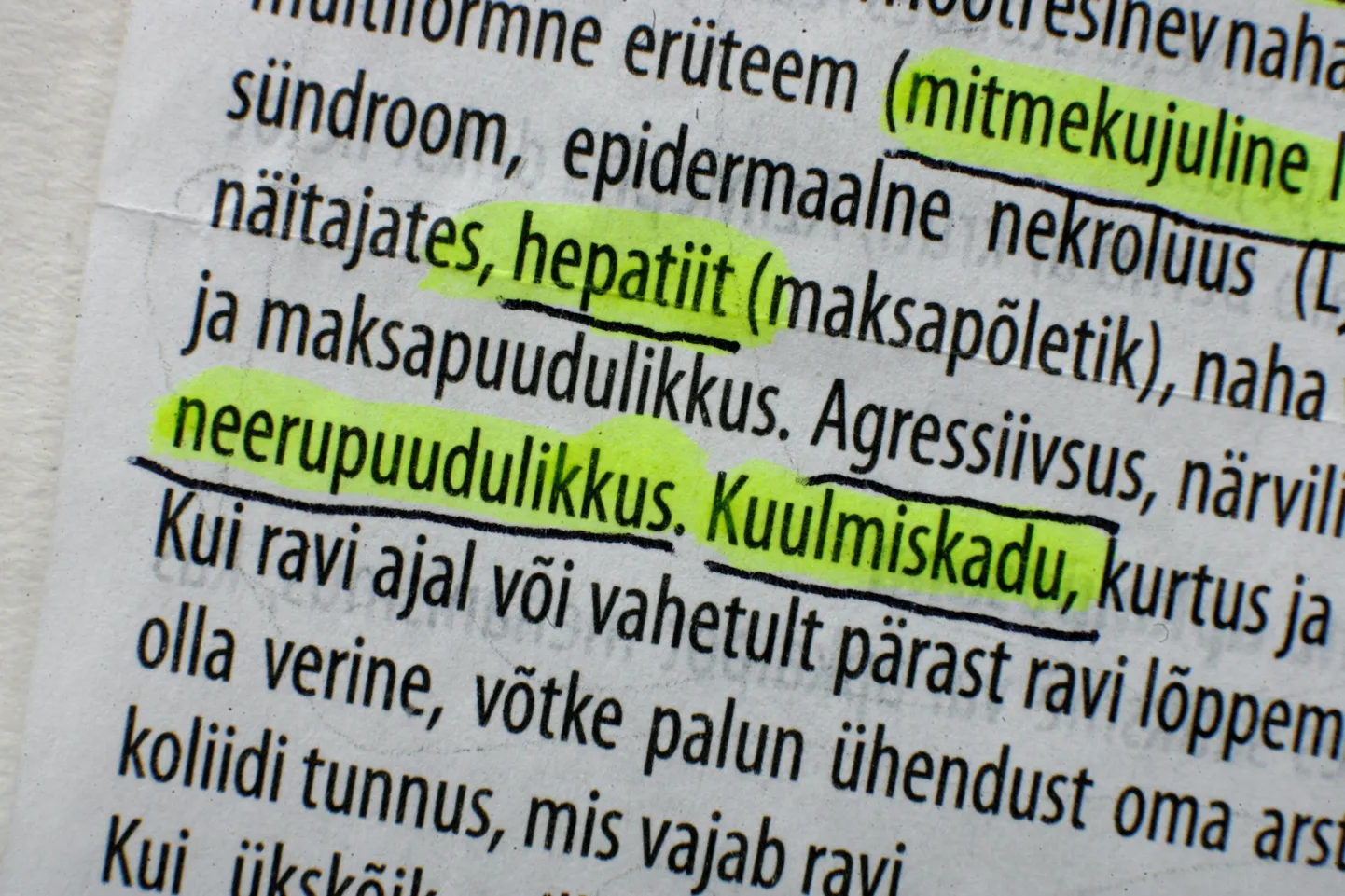 Võimalikud rasked kõrvaltoimed on ka ravimi infolehel kirjas.