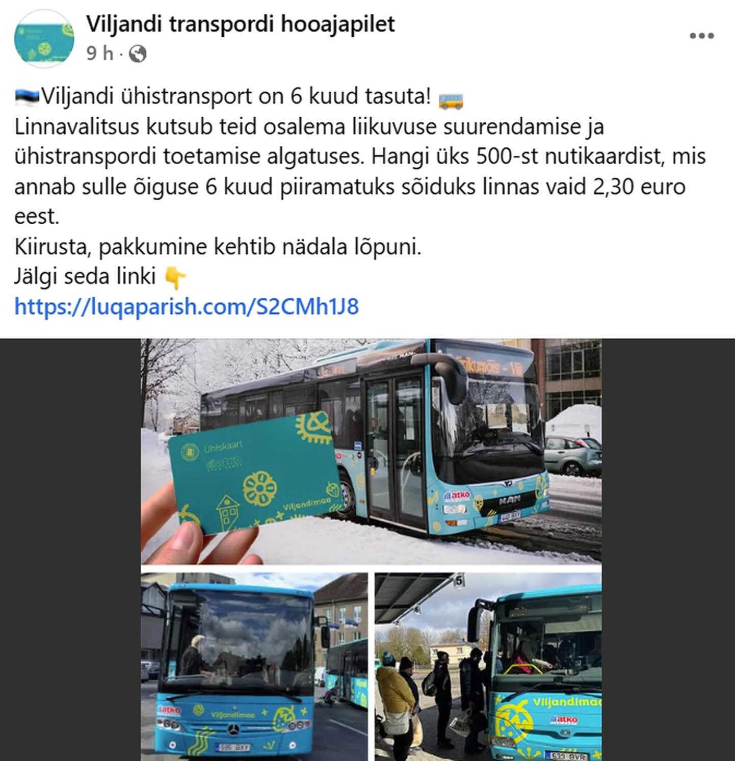 Ettevaatust! Ühismeedias levib libakampaania, kus lubatakse aastaks tasuta bussisõidu õigust, kuid lingi avamine jätab hoopis rahast ilma.
