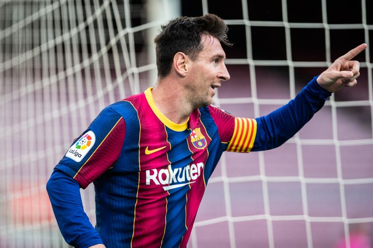 Barcelona ründaja Lionel Messi žestikuleerimas 16. mail 2021 mängus Celta de Vigoga pärast värava löömist. Celta de Vigo alistas Barcelona 2:1