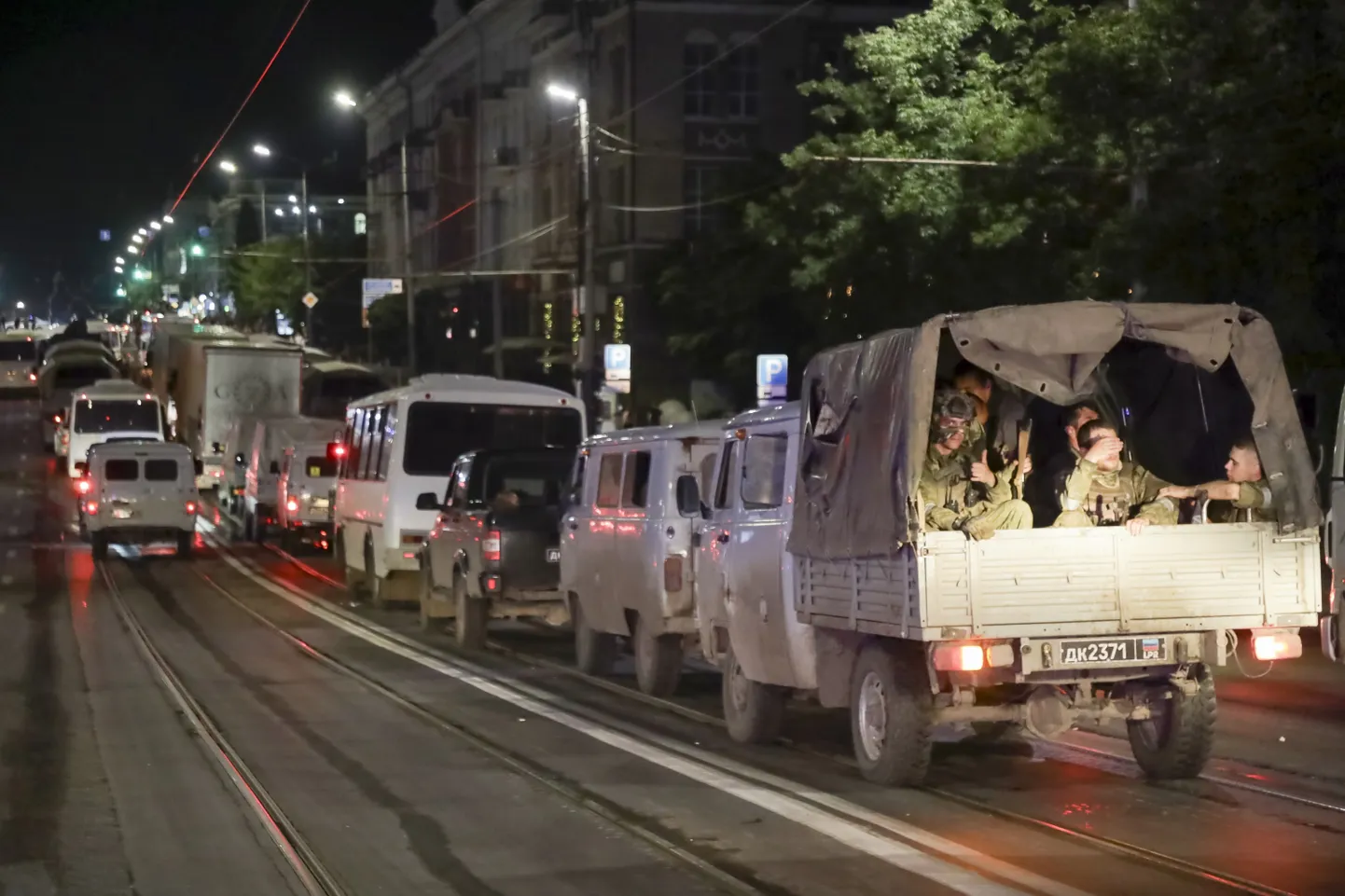 "Vagner" militārās tehnikas kolonna Krievijā. Attēls ilustratīvs.