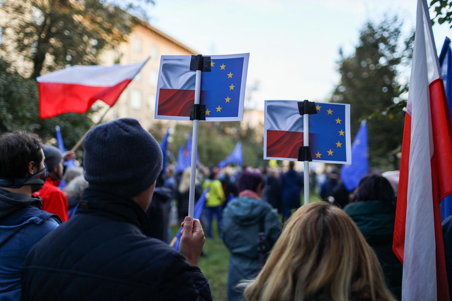 Euroopameelsed meeleavaldajad pühapäeval Krakówis. 