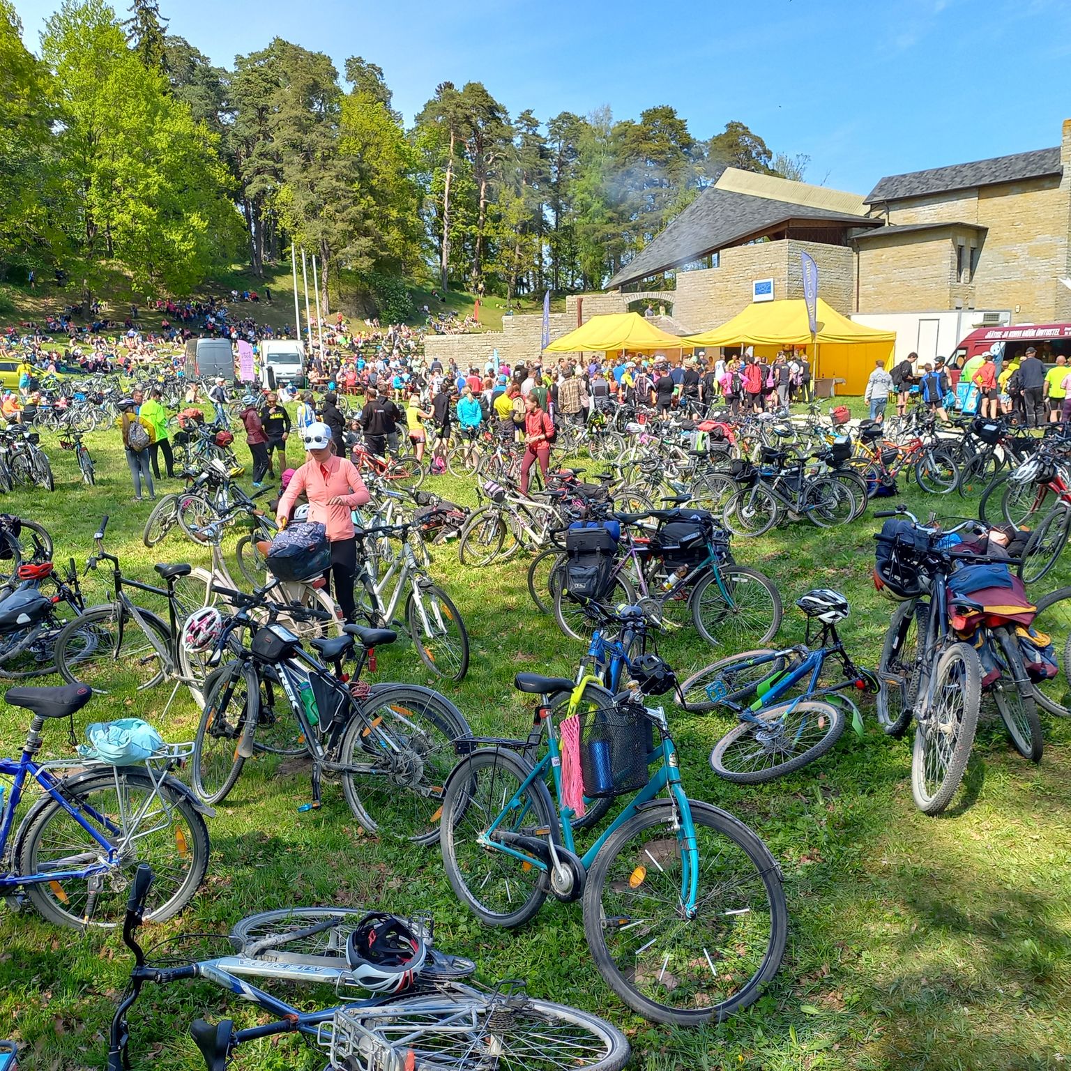 В воскресенье на певческом поле в Тойла везде, куда ни глянешь, были велосипеды и велосипедисты.