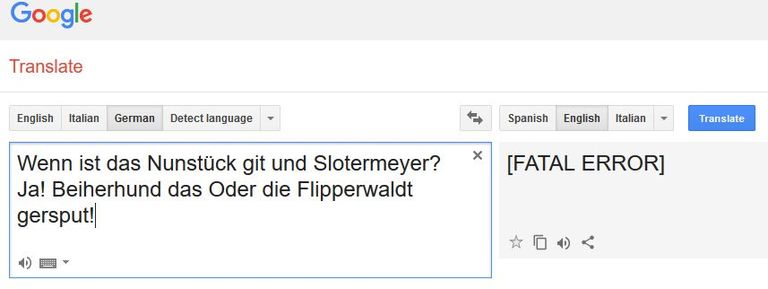 Google'i tõlkemasina fatal error
