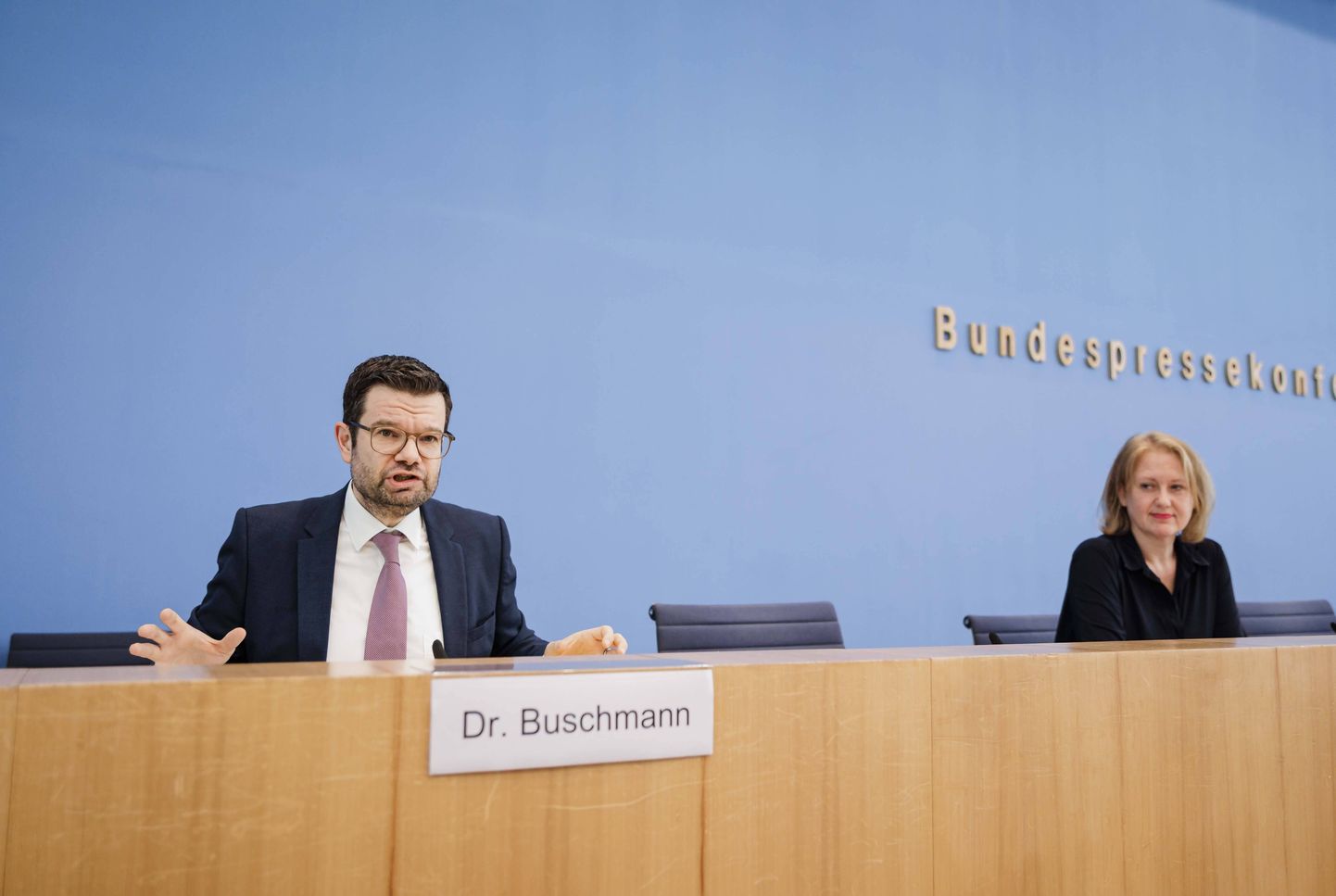Justiitsminister Marco Buschmann (FDP) ja Pereminister Lisa Paus (Rohelised).
