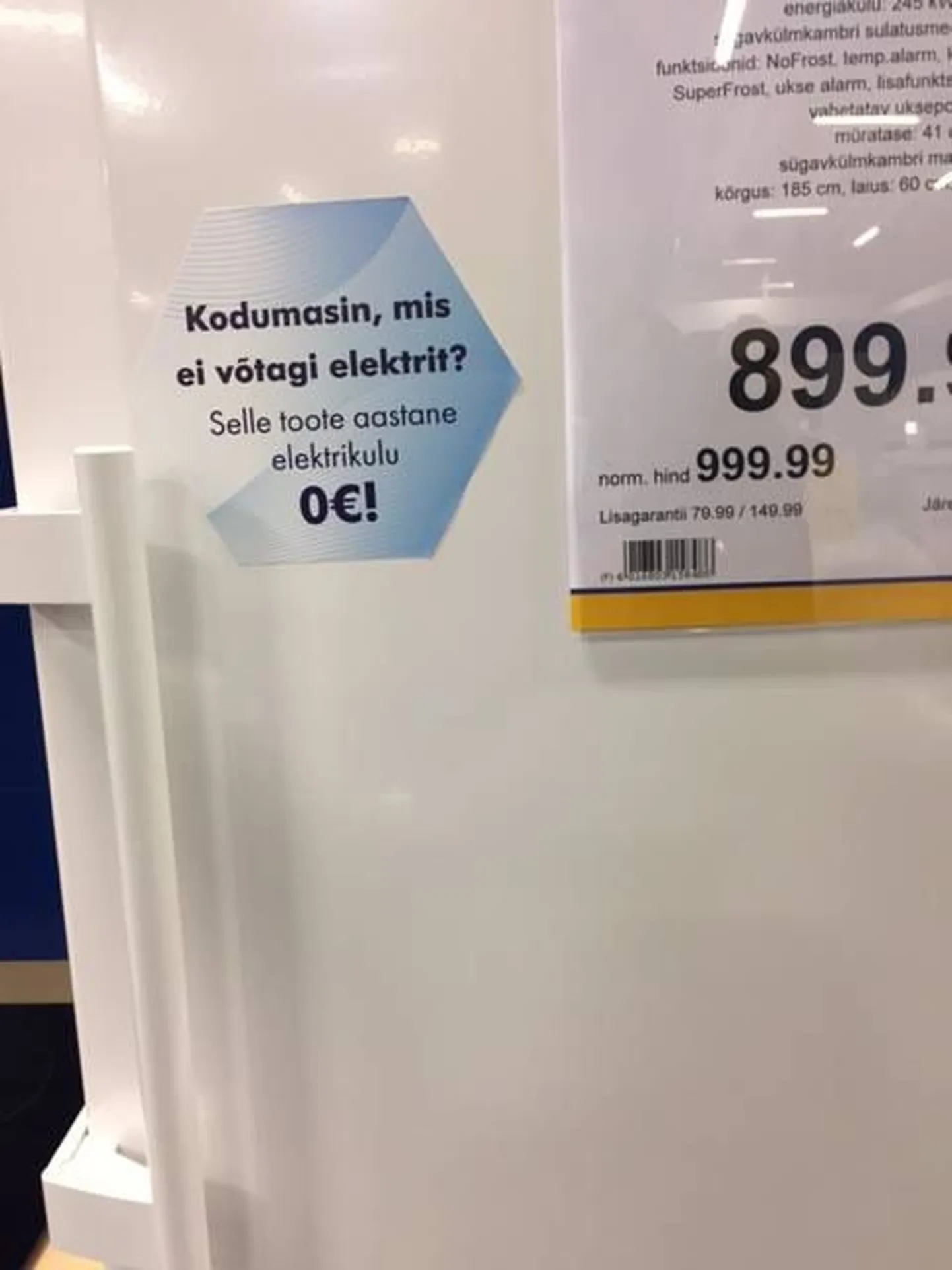 Erakordselt säästlik külmik Lasnamäe Euronicsis.