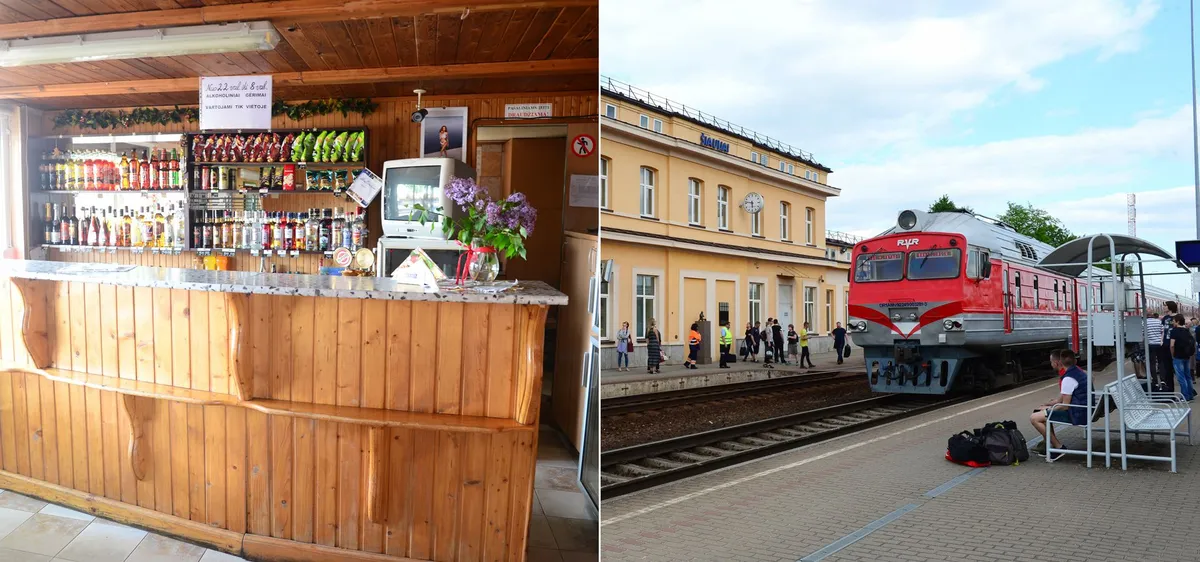 Puhvet on Šiauliai remonditud raudteejaamast välja kolitud kümmekonna meetri kaugusel puude varjus asuvasse puidust putkasse, kus on rikkalik alkoholivalik.