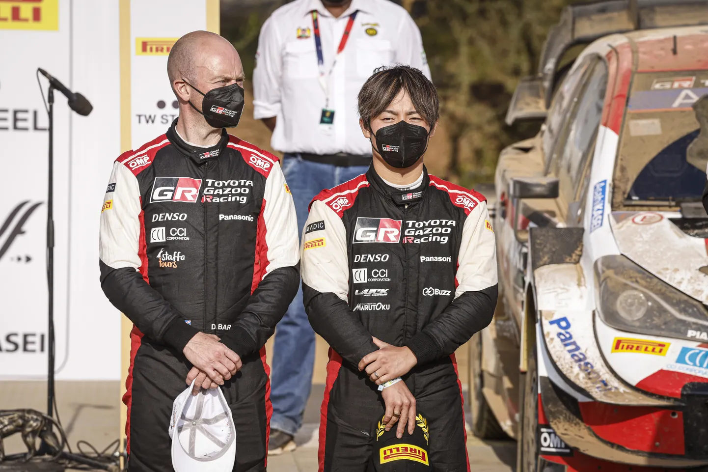 Daniel Barritt ja Takamoto Katsuta Keenia ralli poodiumil.