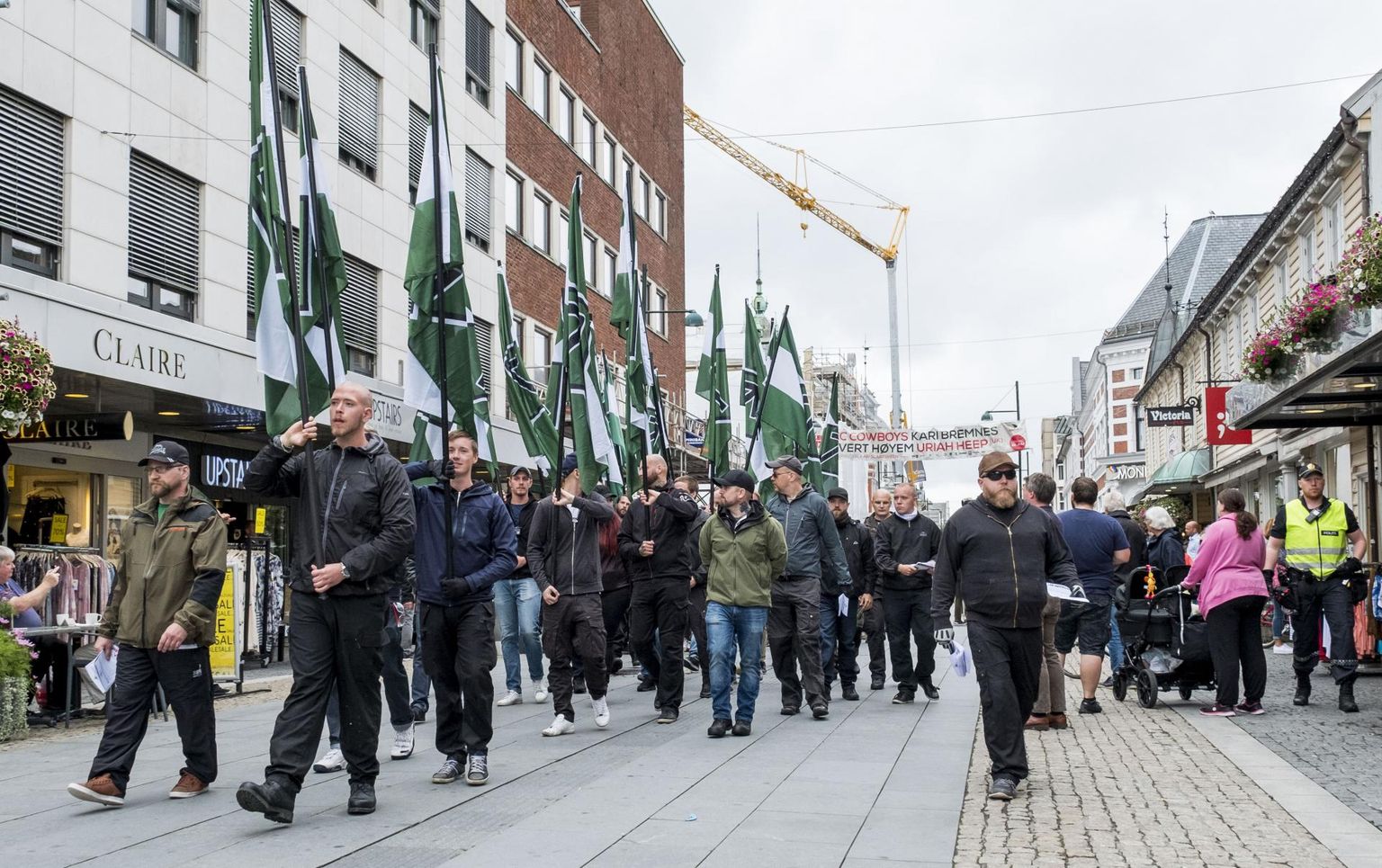 Neonatsliku Põhjala Vastupanuliikumise Norra haru marss Kristiansandis tunamullu. Just sealkandis on paremäärmuslastel riigis kõige tugevam kohalolu tänu piirkondlikele liidritele, kes on suutnud ümbruskonnast liikmeid värvata.