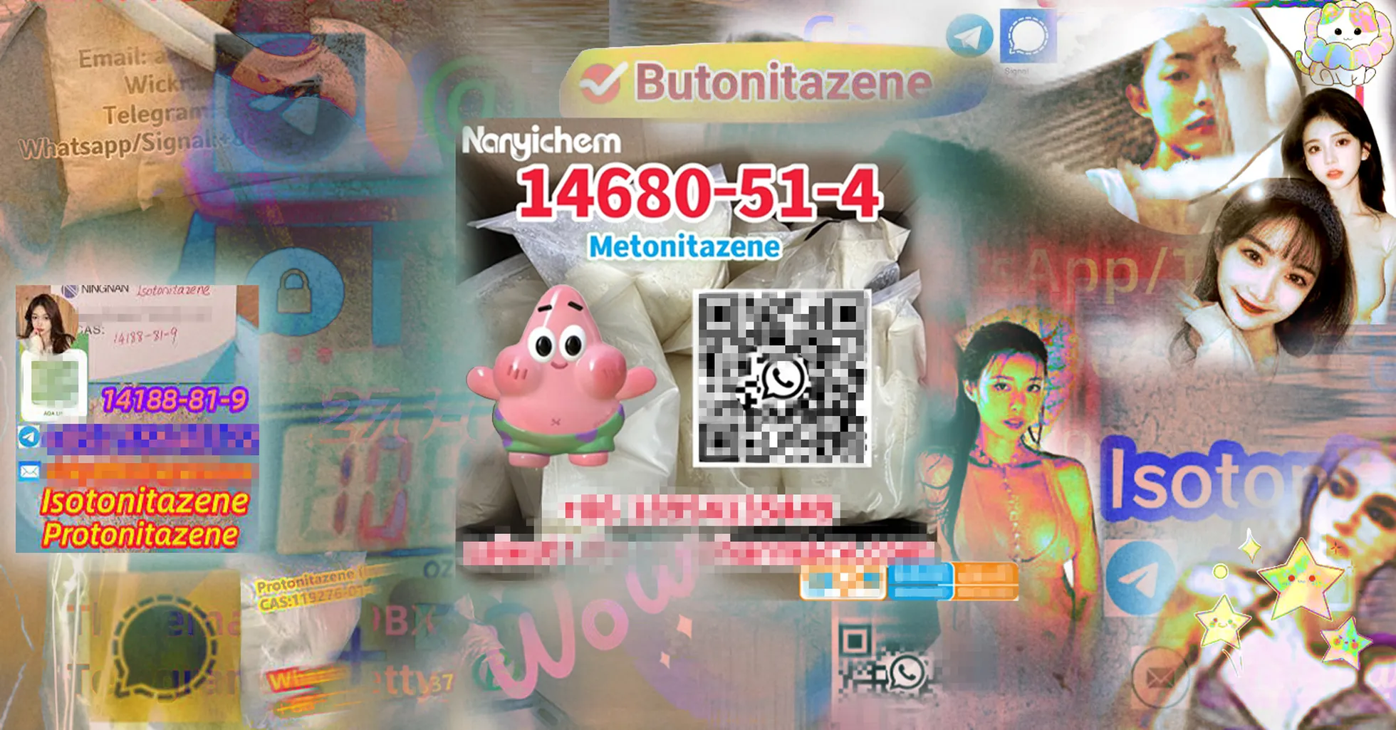 Collage of different advertisements for nitazenes