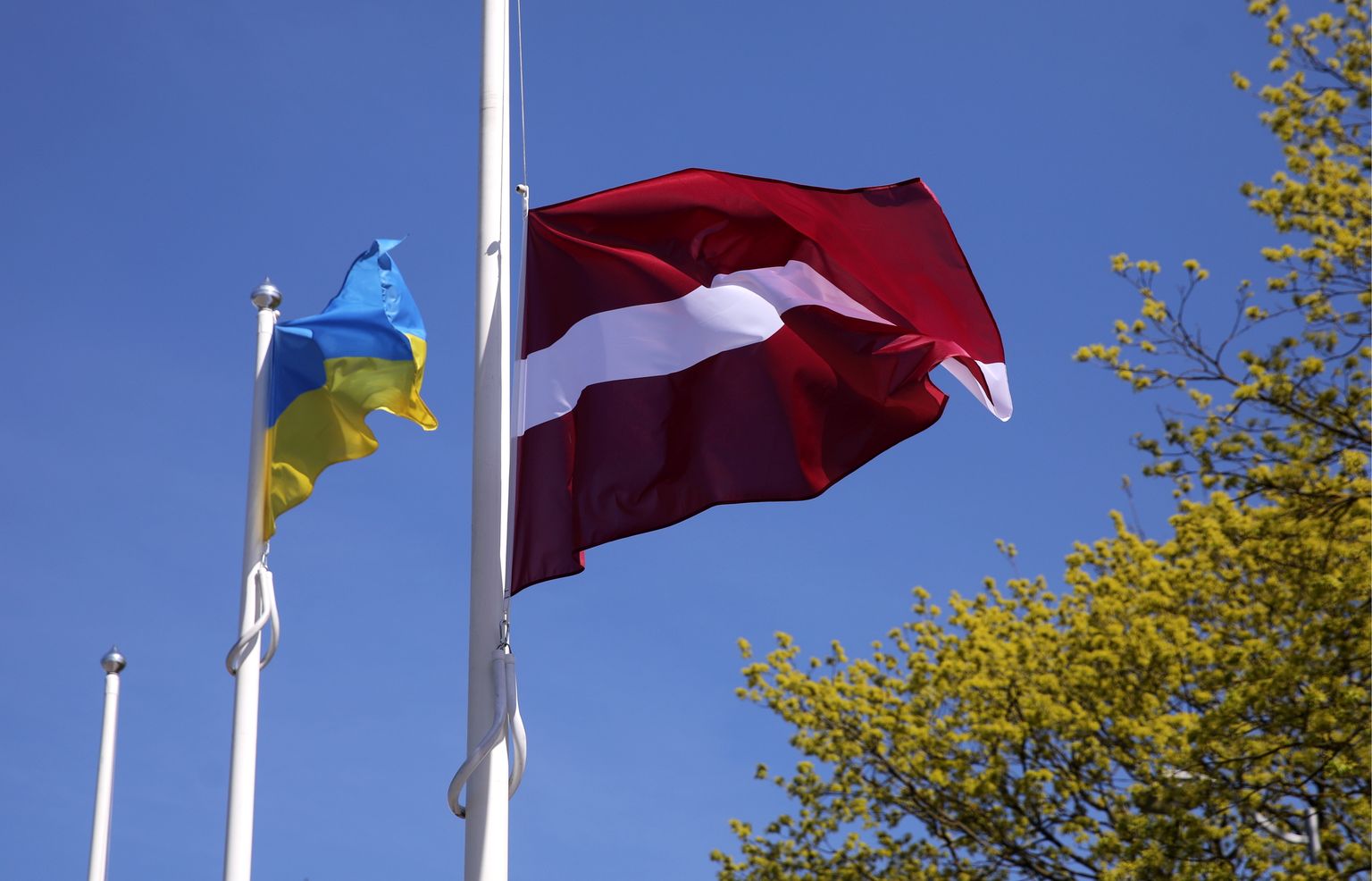 Флаги Латвии и Украины. Иллюстративное фото.