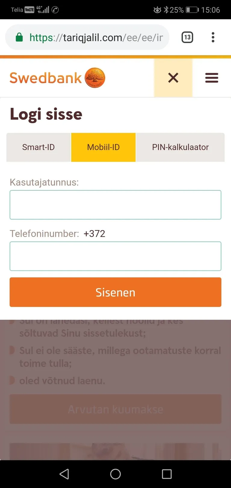Если перейти по ссылке, пользователь попадает на сайт, который внешне похож на сайт банка.