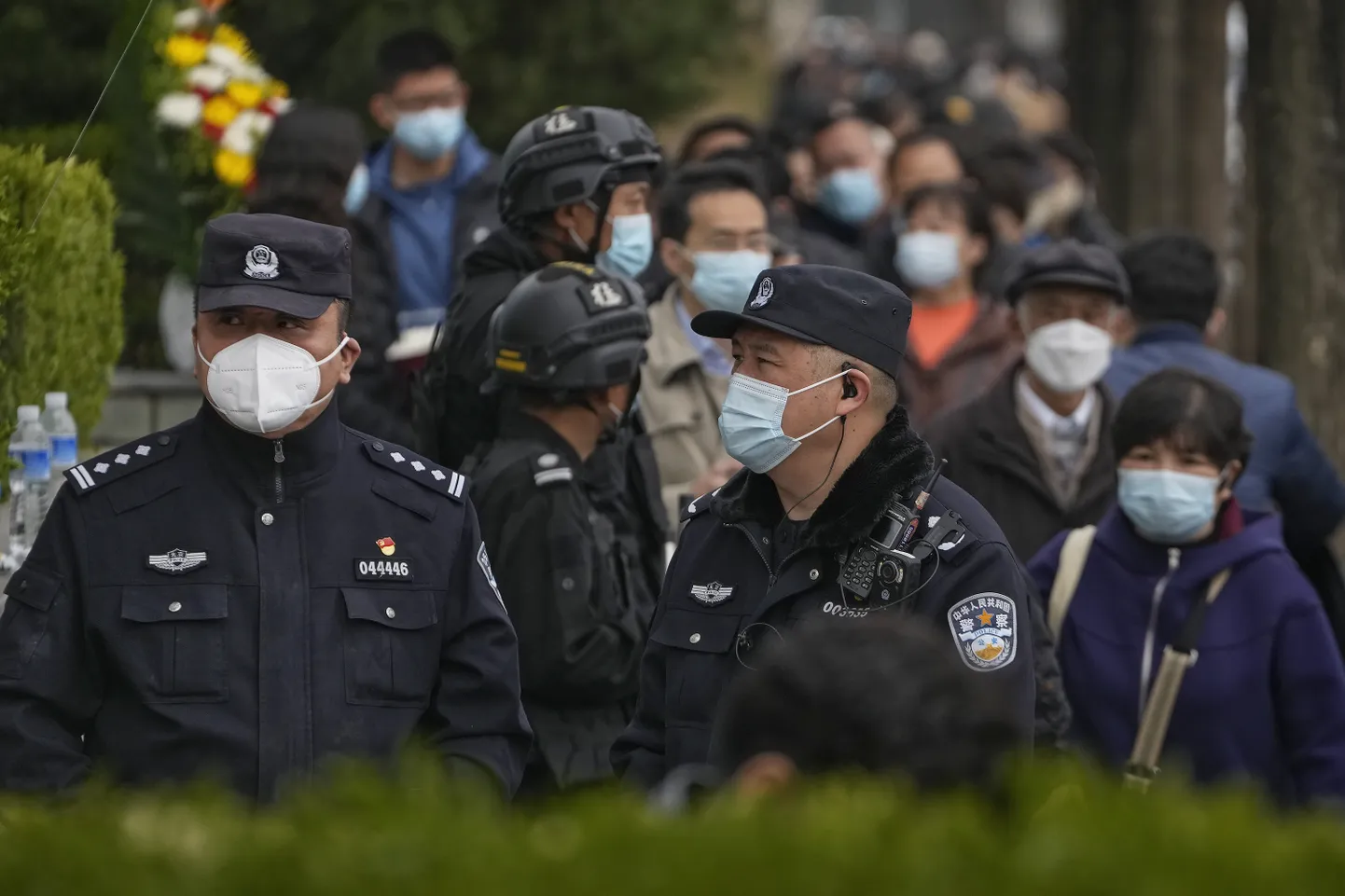 Hiina politseinikud Pekingi tänavatel.