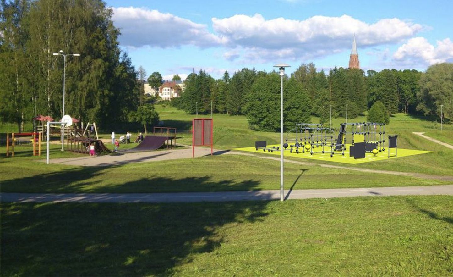 Eesti esimene vabaõhu parkuuriväljak rajatakse Valuoja orgu mänguväljaku ja kergliiklustee kõrvale.