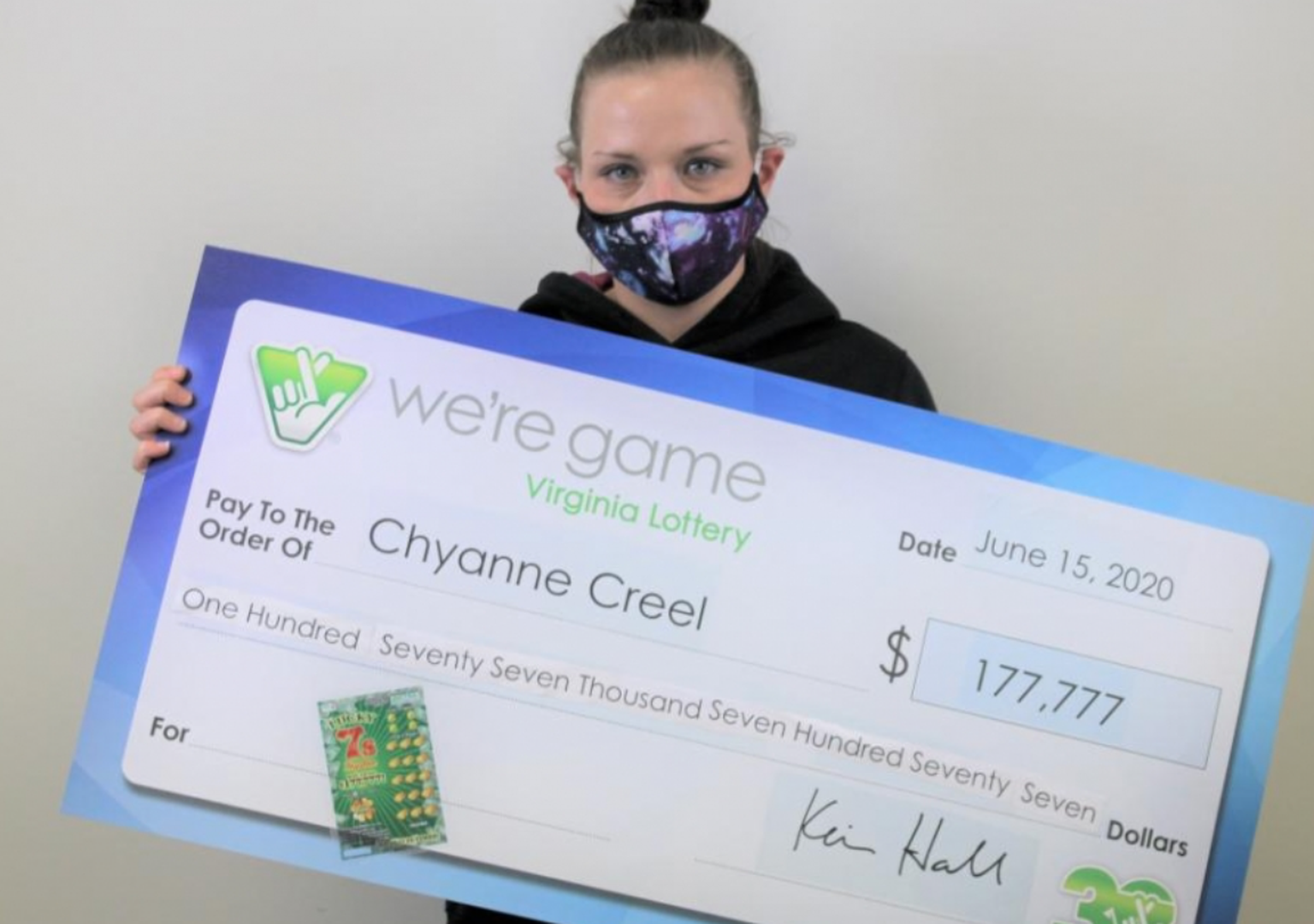 Chyanne Creel võitis ootamatult kraabitava loteriiga peavõidu.