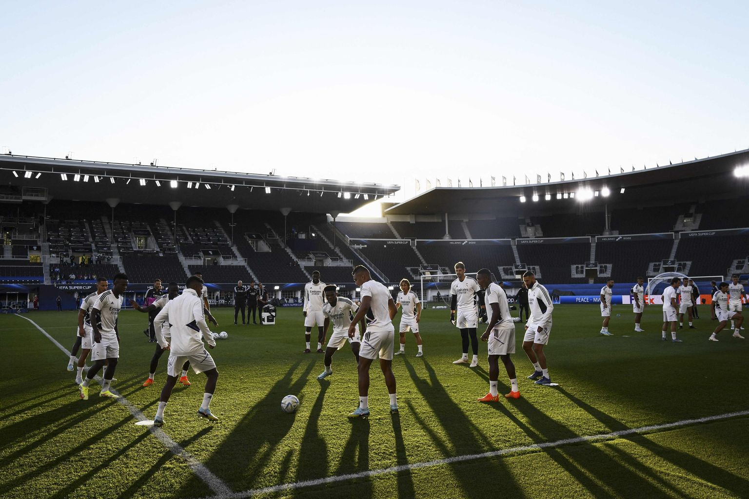 Madridi Reali mängijad 9. augustil Helsingi olümpiastaadionil treeningul.