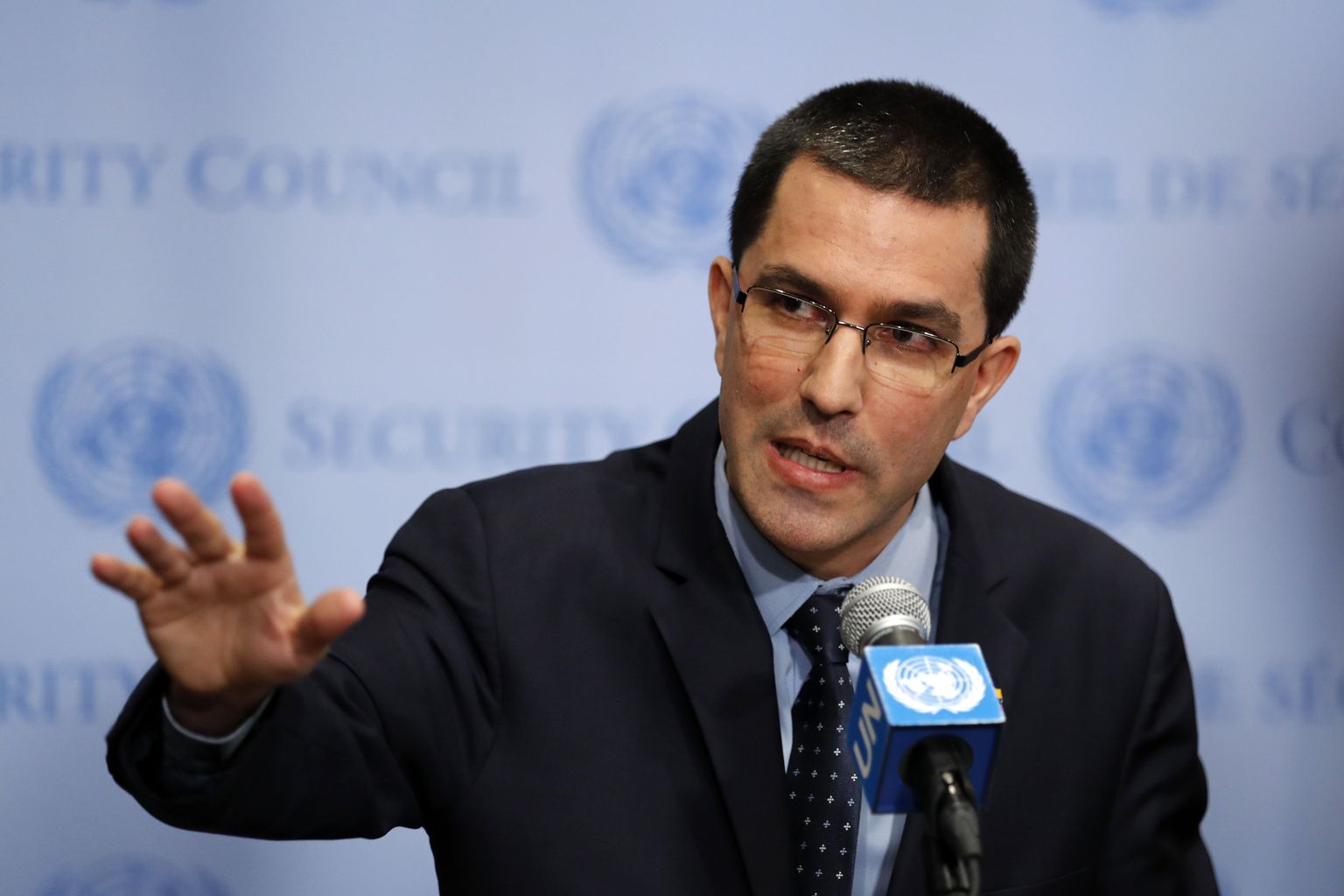 Venezuela välisminister Jorge Arreaza taunis USA uusi sanktsioone.