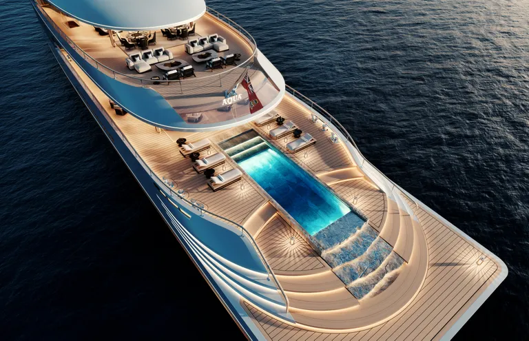 Jahte disainiva Hollandi firma Sinot Yacht&Architecture Design arvutijoonistus uuest luksusjahist Aqua.