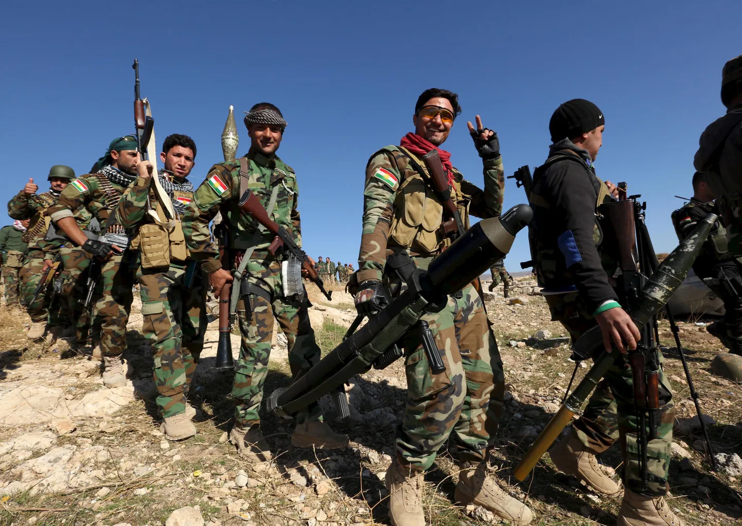 Kurdi pešmergavägede võitlejad Sinjari linnas.