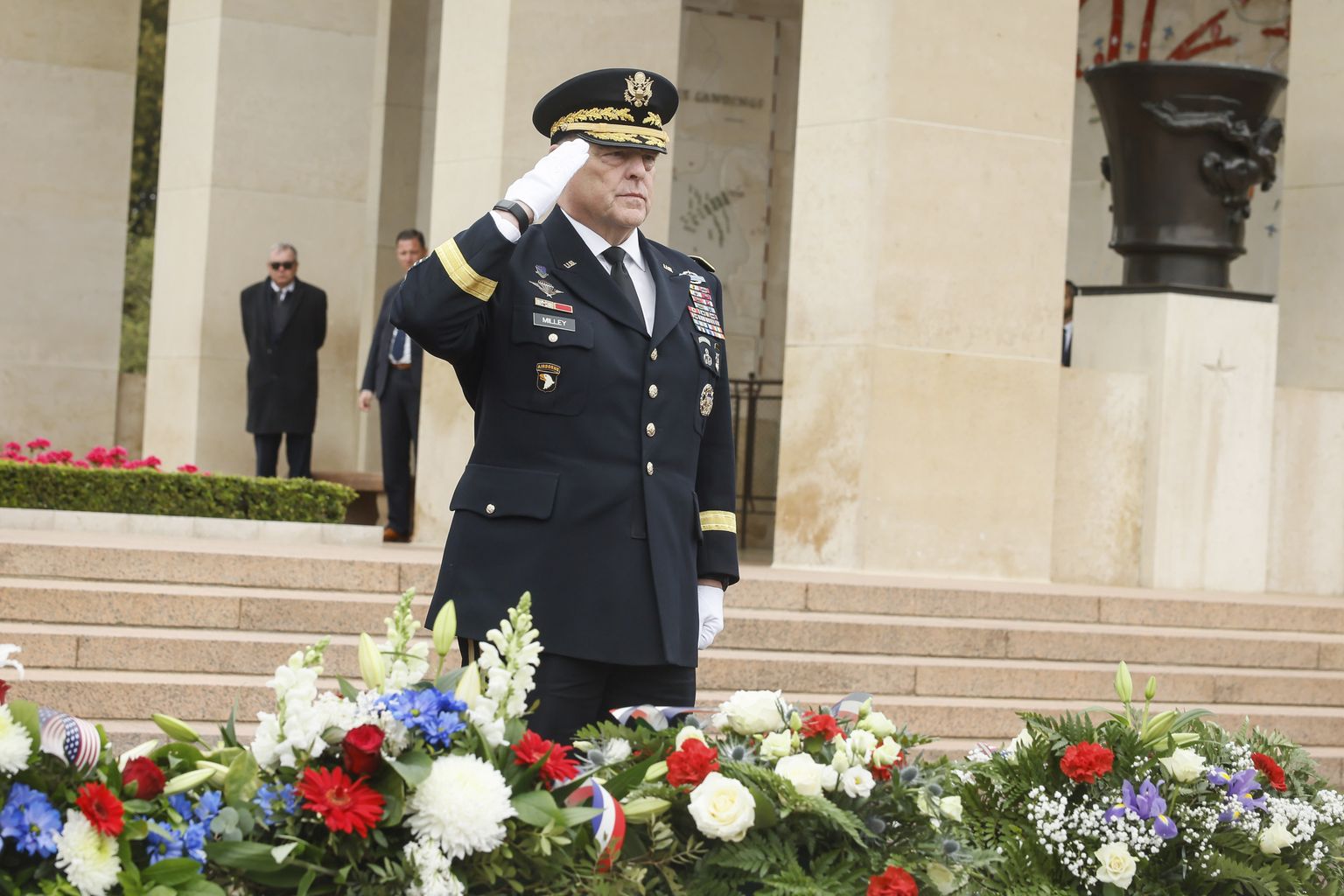 USA staabiülemate ühendkomitee esimees kindral Mark Milley Prantsusmaal Normandias.