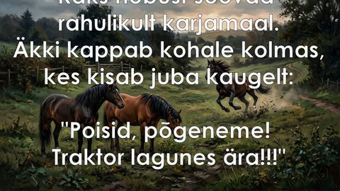 Kaks hobust söövad rahulikult karjamaal