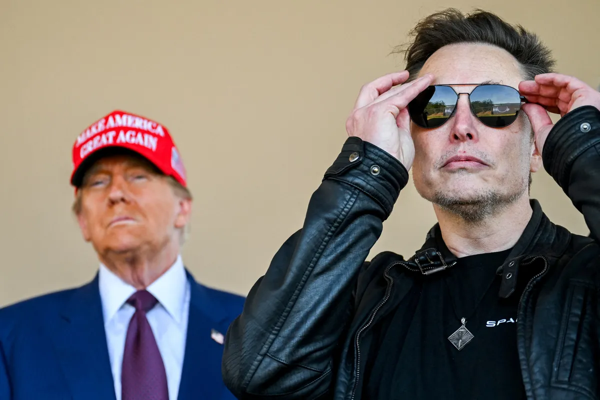 U.S. President-elect Donald Trump and Elon Musk at the SpaceX Starship test in Texas on November 19, 2024.