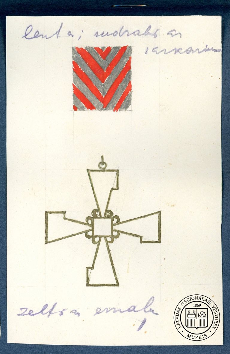 Valdemāra Tones militārā apbalvojuma skice, 1919.g.