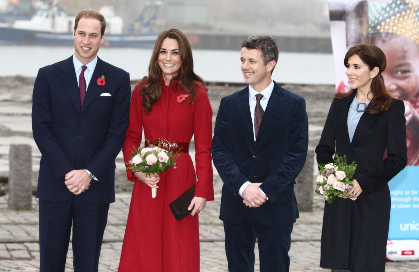 Kopenhaagenis tehtud fotol seisavad (vasakult paremale) Cambridge’i hertsog William, hertsoginna Catherine, Taani kroonprints Frederik koos abikaasa kroonprintsess Maryga.