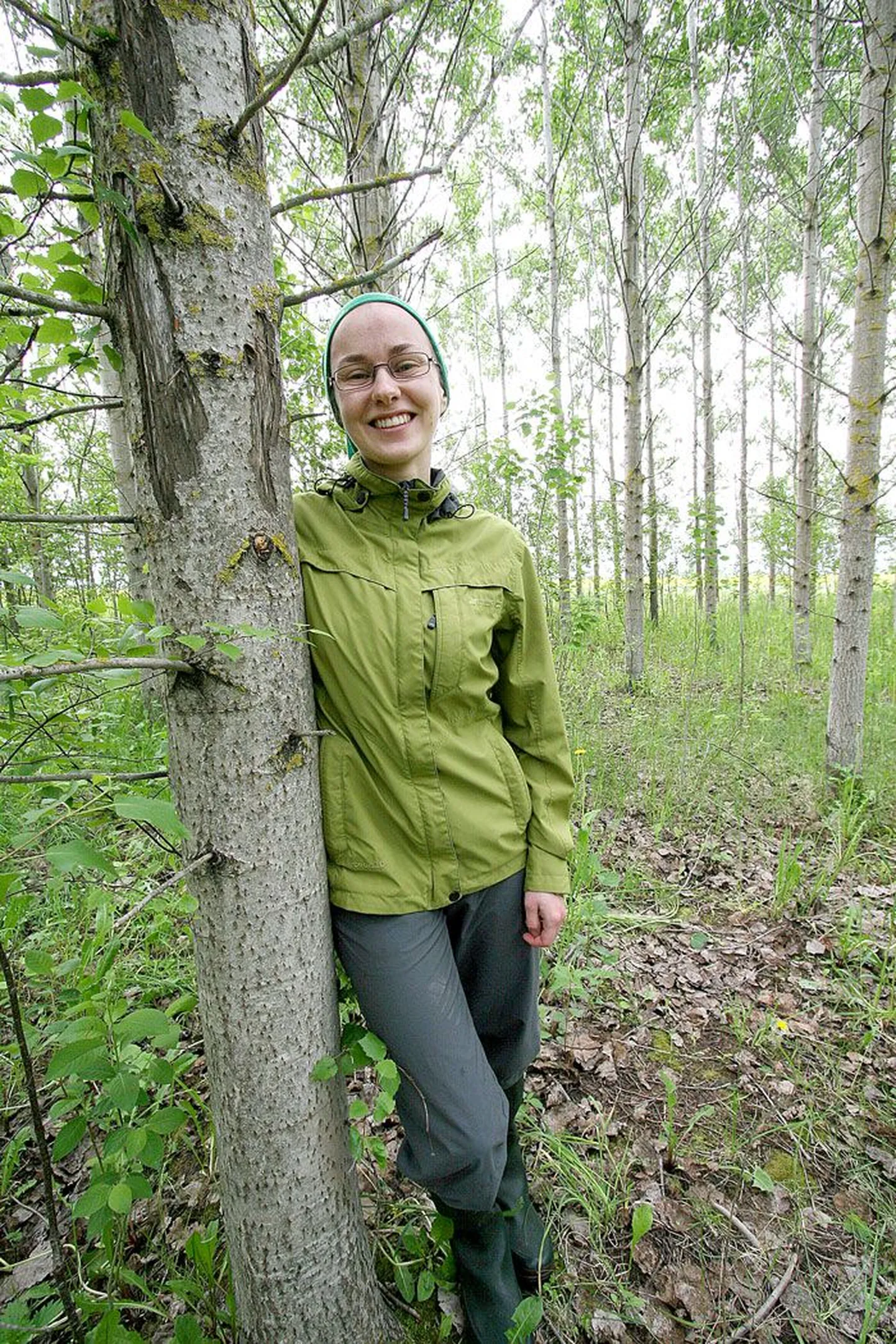 Vastne doktor Tea Tullus Nõgiaru lähedal hübriidhaavikus põdra näritud haava juures.