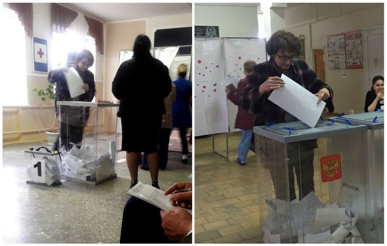 Ljudmilla Sklõarevskaja hääletamas valimisjaoskonnas 215 ja 216