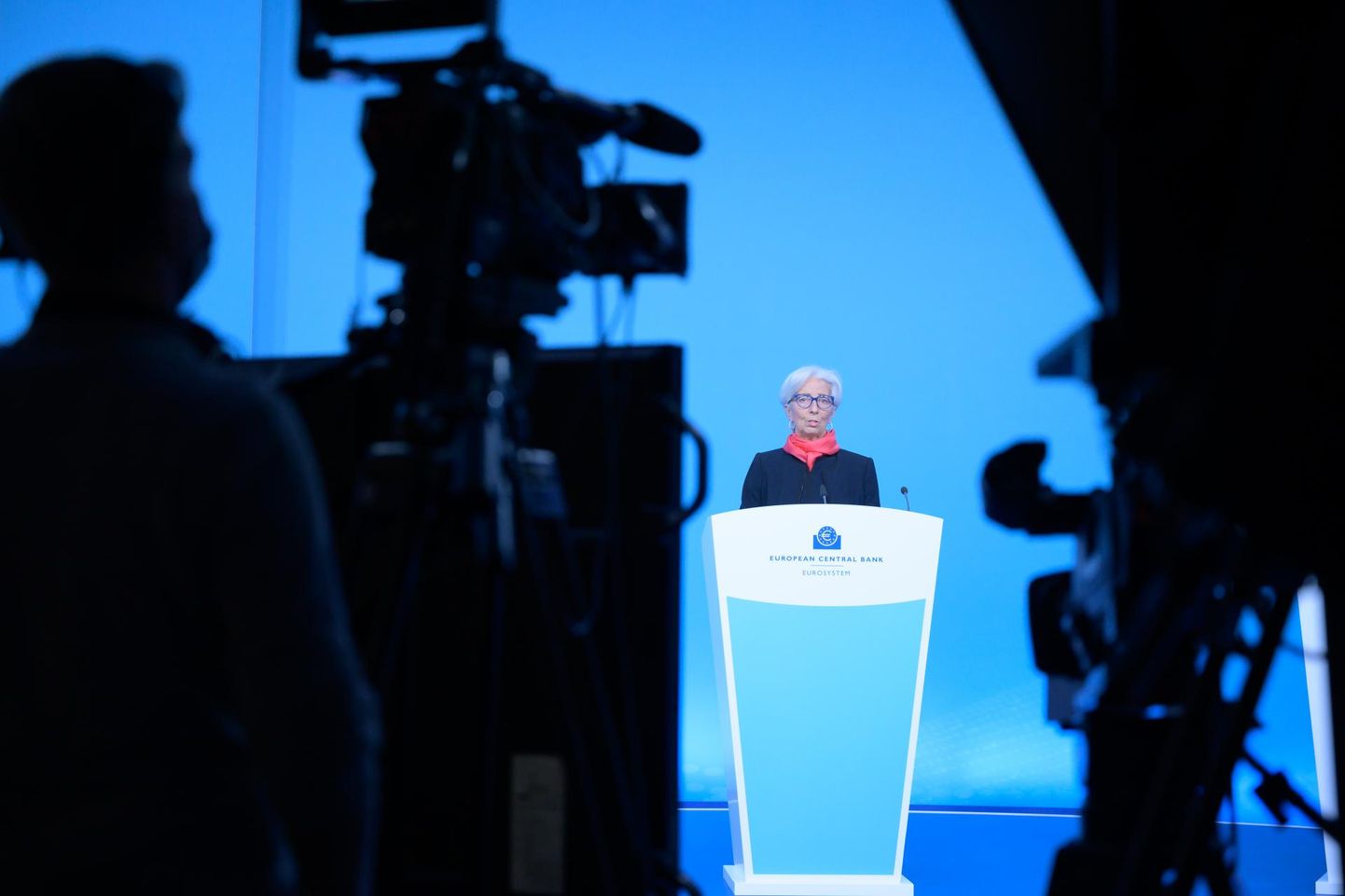 Euroopa Keskpanga president Christine Lagarde 16. detsembril 2021 toimunud pressikonverentsil.