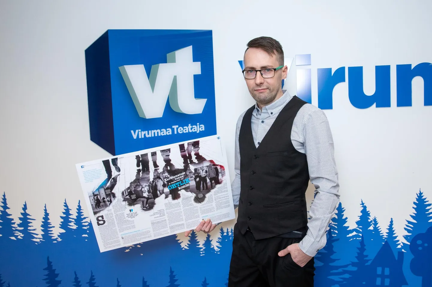 Toomas Erapart näitusetööga “Karistamatuse tunne ja kambavaim on ohtlik kombo”.