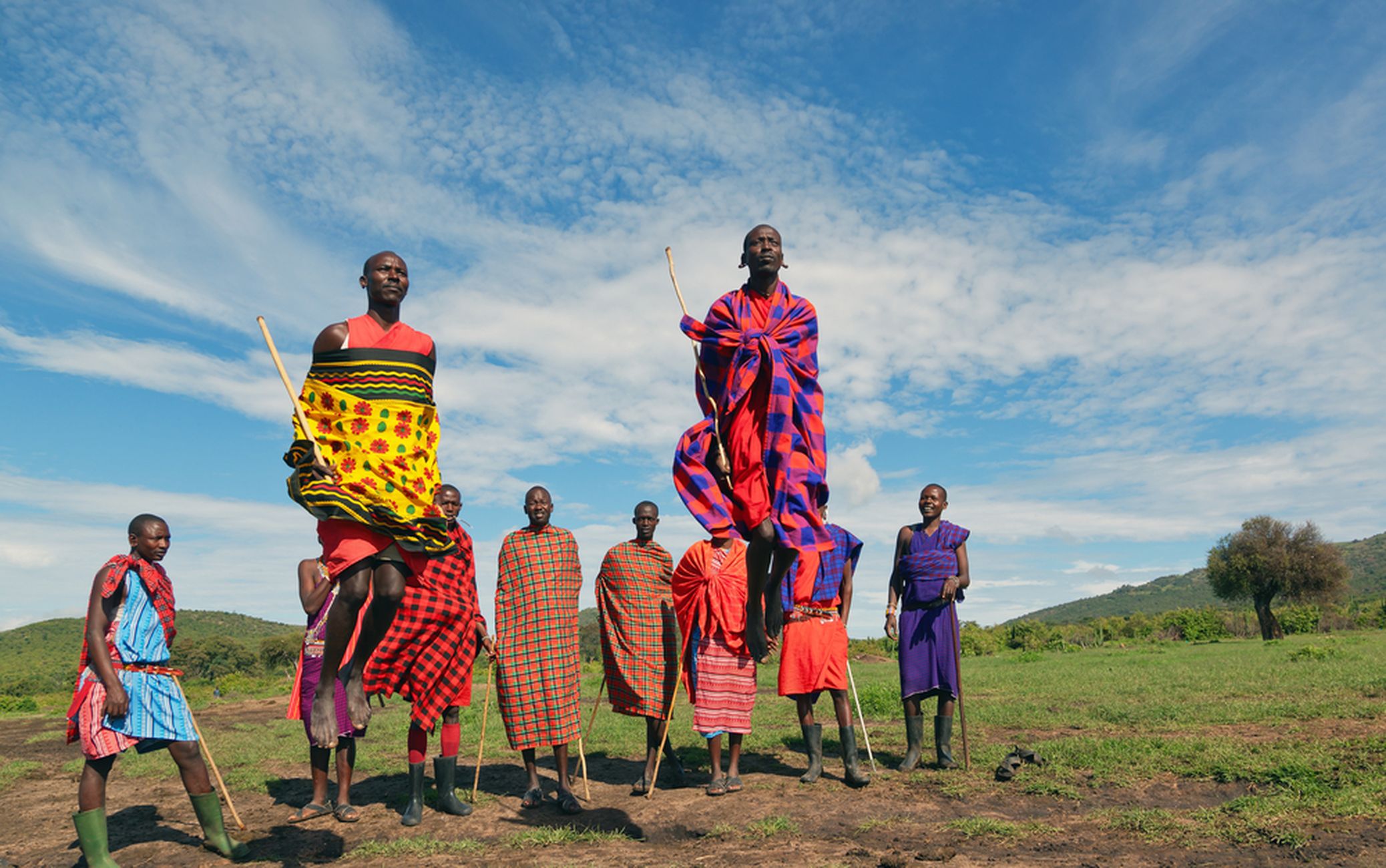 Masai sõdalaste traditsiooniline hüppevõistlus.