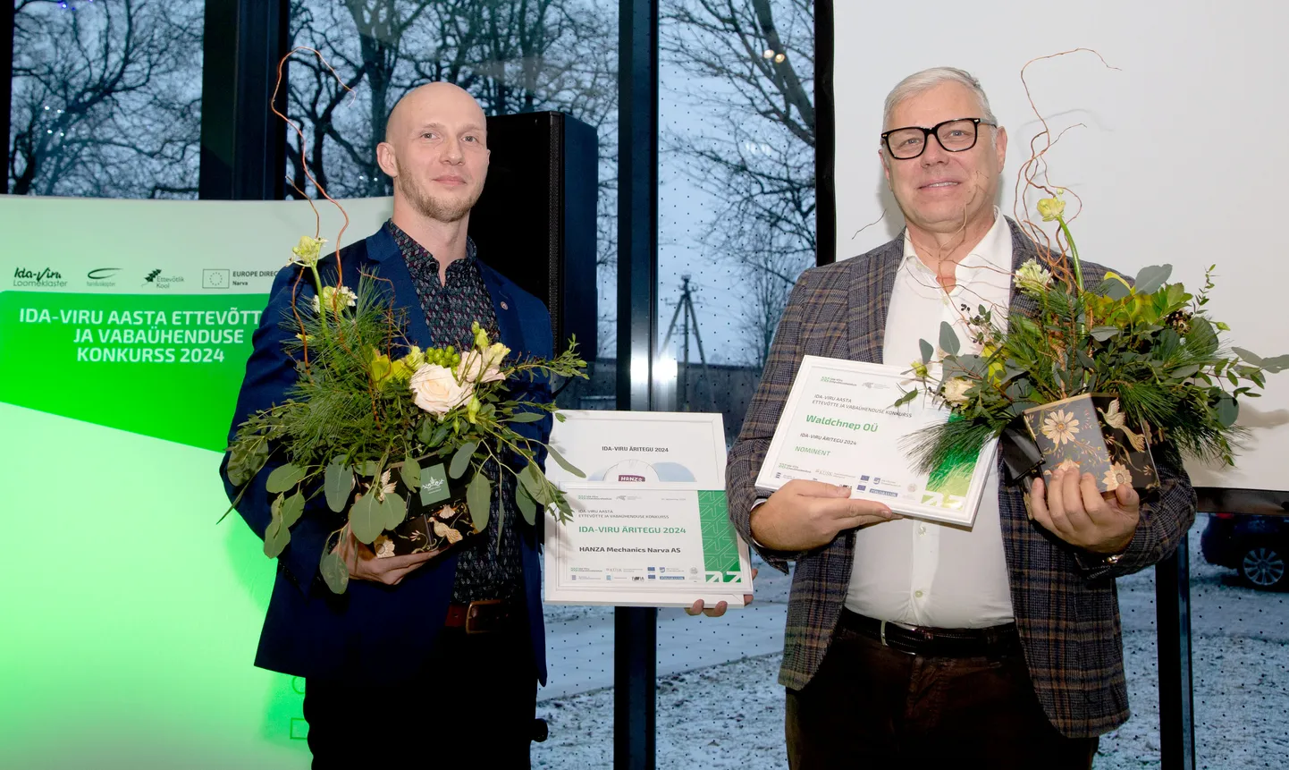 Ida-Virumaa aasta äriteo auhinna võttis Saka mõisas toimunud tseremoonial vastu HANZA Mechanicsi Narva üksuse juht Juhan Terasmaa ning aasta roheteo auhinna Waldchnepi omanik ja tegevjuht Aare Pihelgas.