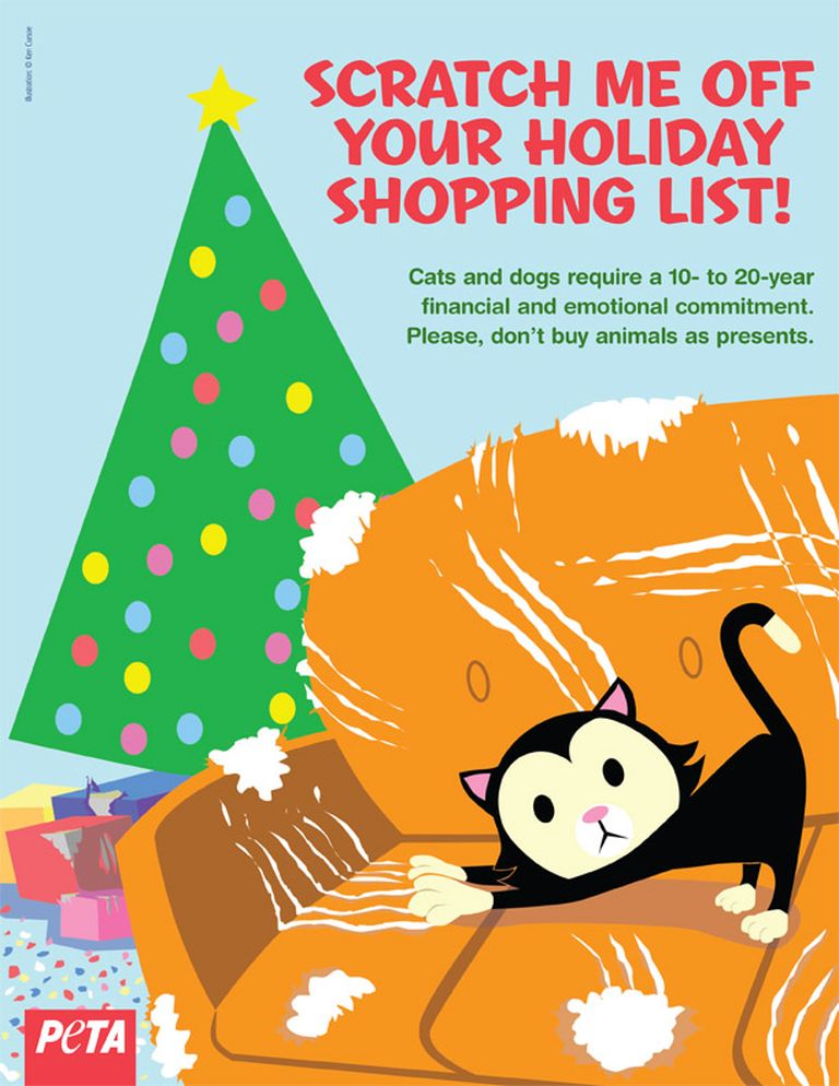 Социальная реклама PETA «Сдери меня со своего праздничного списка покупок!»