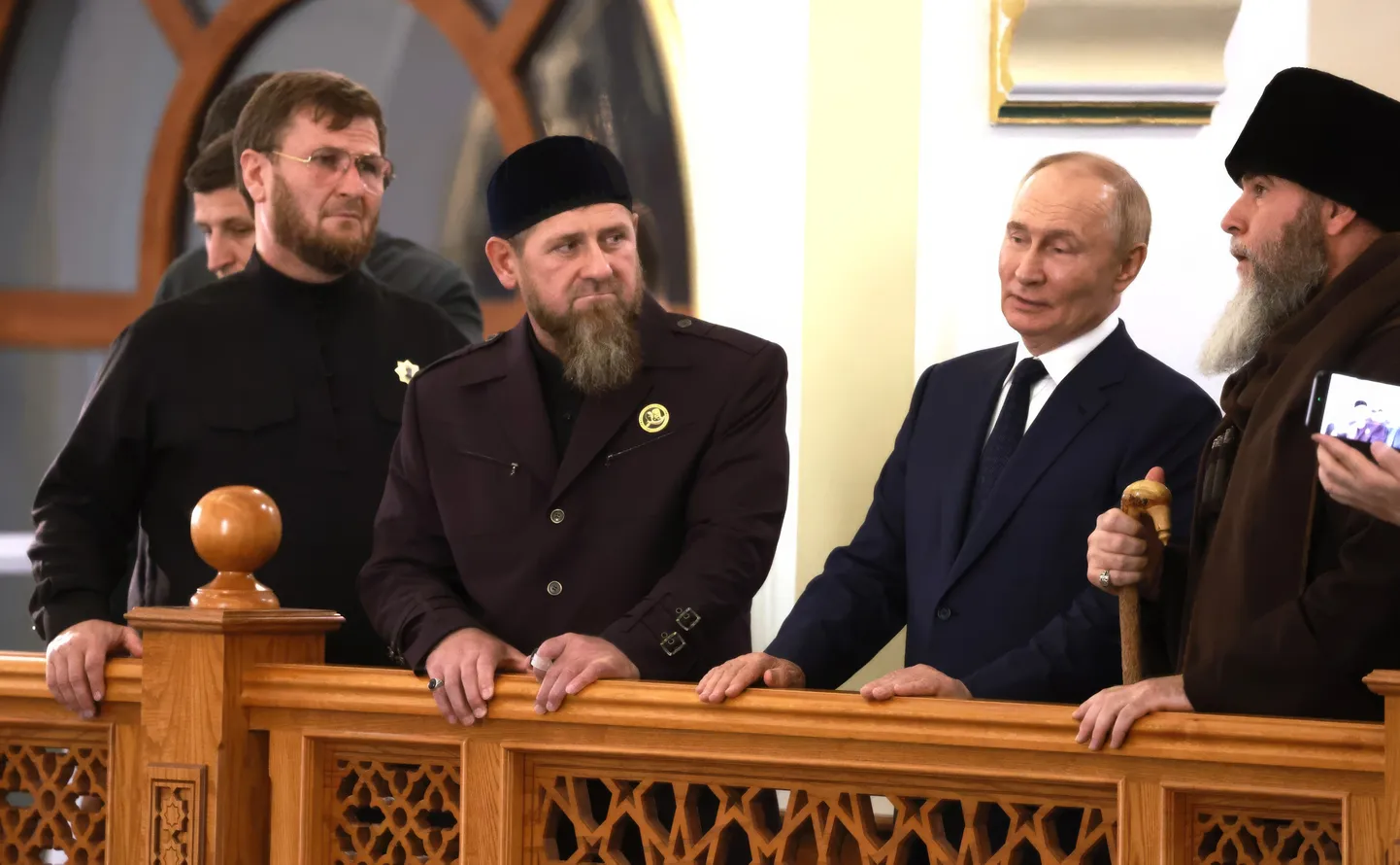 Venemaa režiimi juht Vladimir Putin ja Tšetšeenia valitseja Ramzan Kadõrov Groznõis mošees 20. augustil 2024.