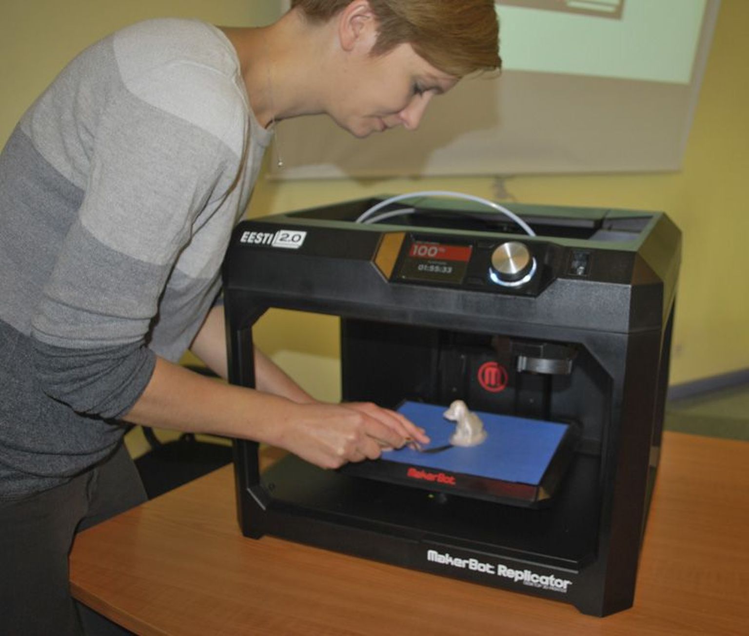 Ede Tamkivi näitas, kuidas 3D-printeriga koerakuju valmistada.