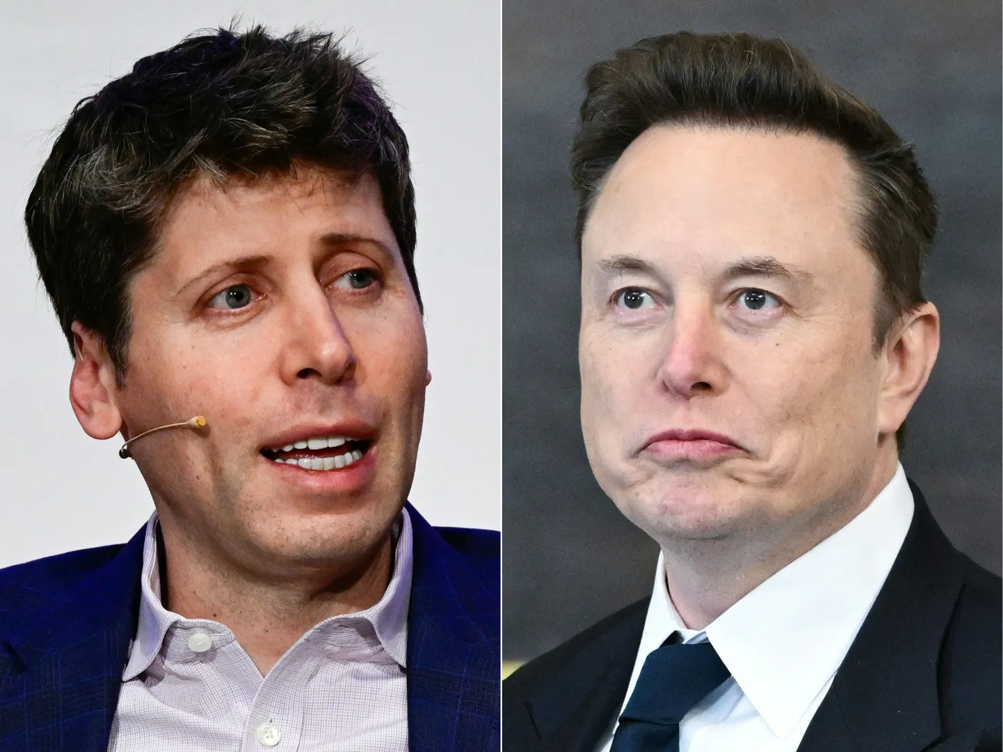 See pildikombinatsioon kujutab (vasakult paremale) OpenAI tegevjuhti Sam Altmani ja miljardär Elon Muski.