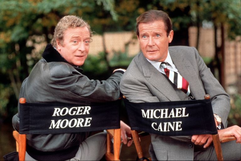 Michael Caine ja Roger Moore 1990. aasta filmi «Bullseye!» võtetel