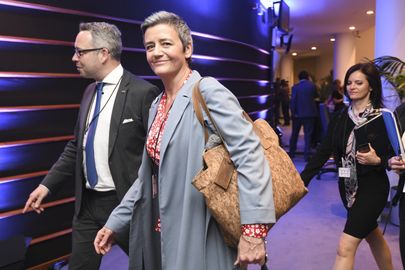Лидер либералов Маргрет Вестагер вечером в день выборов в Европейский парламент в мае 2019 года.