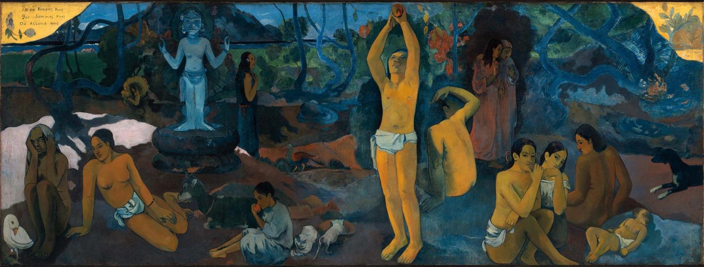 Paul Gauguini õlimaal «Kust me tuleme? Kes me oleme? Kuhu me läheme?» (1897). Museum of Fine Arts (Boston).