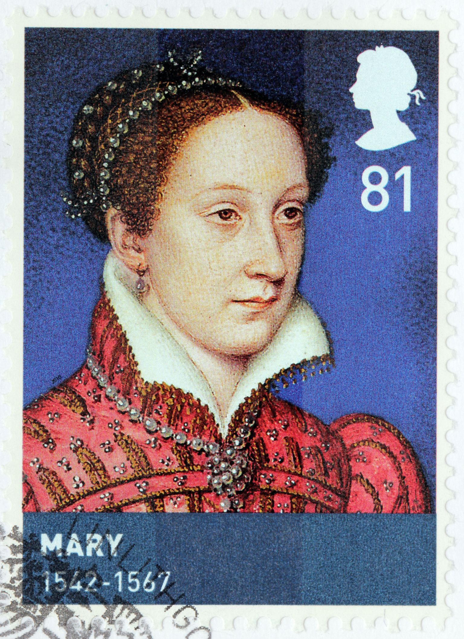 Šoti kuninganna Mary Stuart (1542 - 1587) Suurbritannias välja antud postmargil